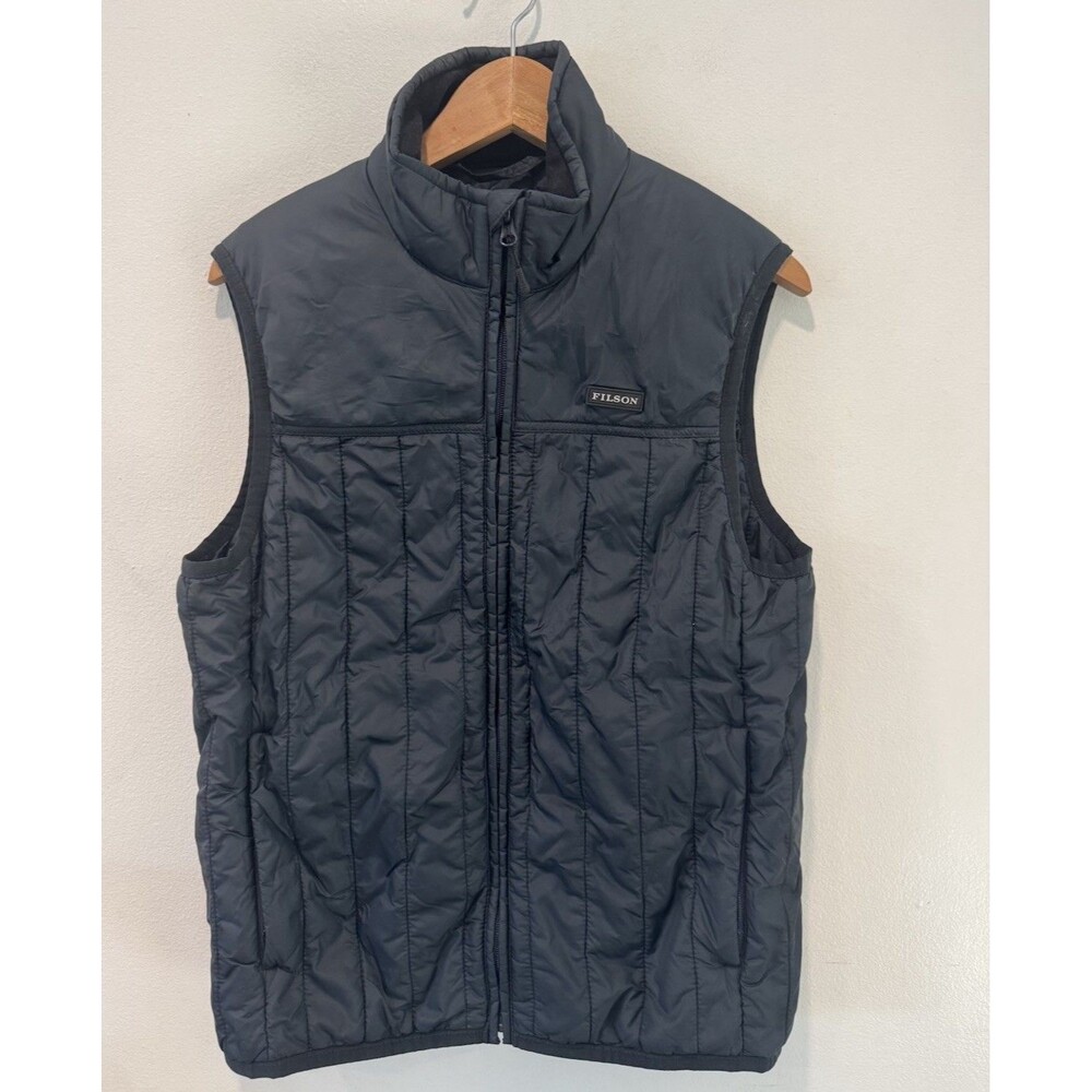 FILSON MEN’S ULTRALIGHT VEST SIZE SMALL PRIMALOFT Gold Insulation COAL Black